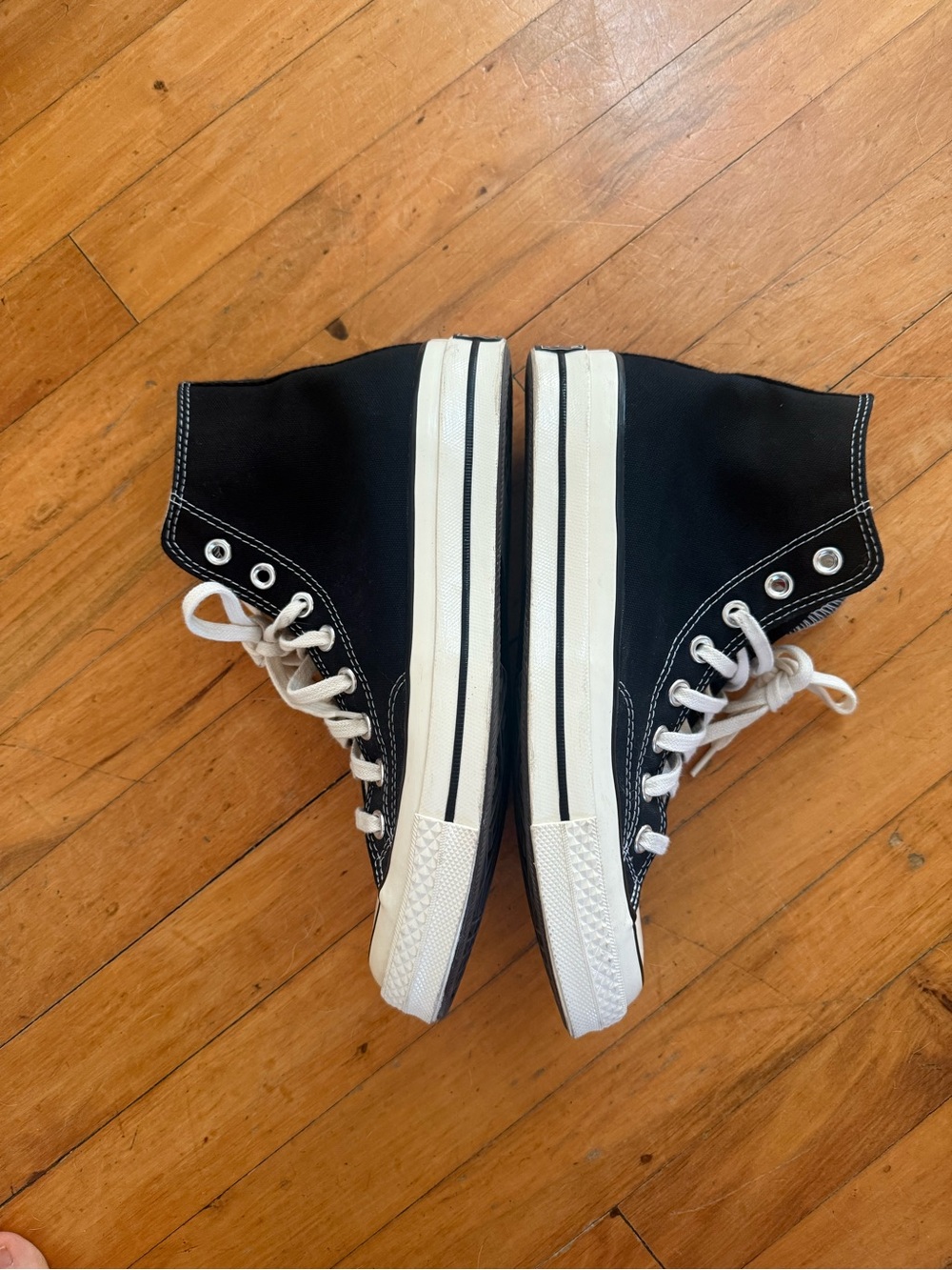 Classic High-Top Canvas Sneakers in Black and White - Picture 3 of 5